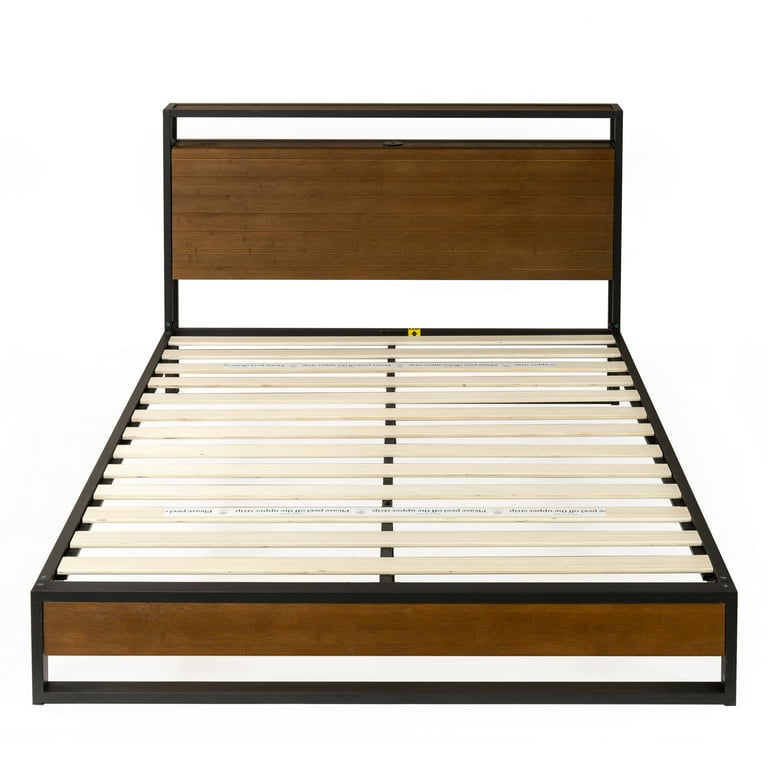 Suzanne metal and wood platform bed frame with usb port online