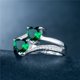 thumbnail image 2 of Anillo popular de deseo Anillo de circón para mujer Anillo de cobre chapado en platino con gema en forma de corazón doble Joyería al por mayor, 2 of 6