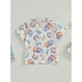 thumbnail image 4 of 4th of July Baby Boys Button-Down Lapel Shirts USA Dinosaur Print Short Sleeve Turn-Down Collar Tops Summer Clothes, 4 of 9