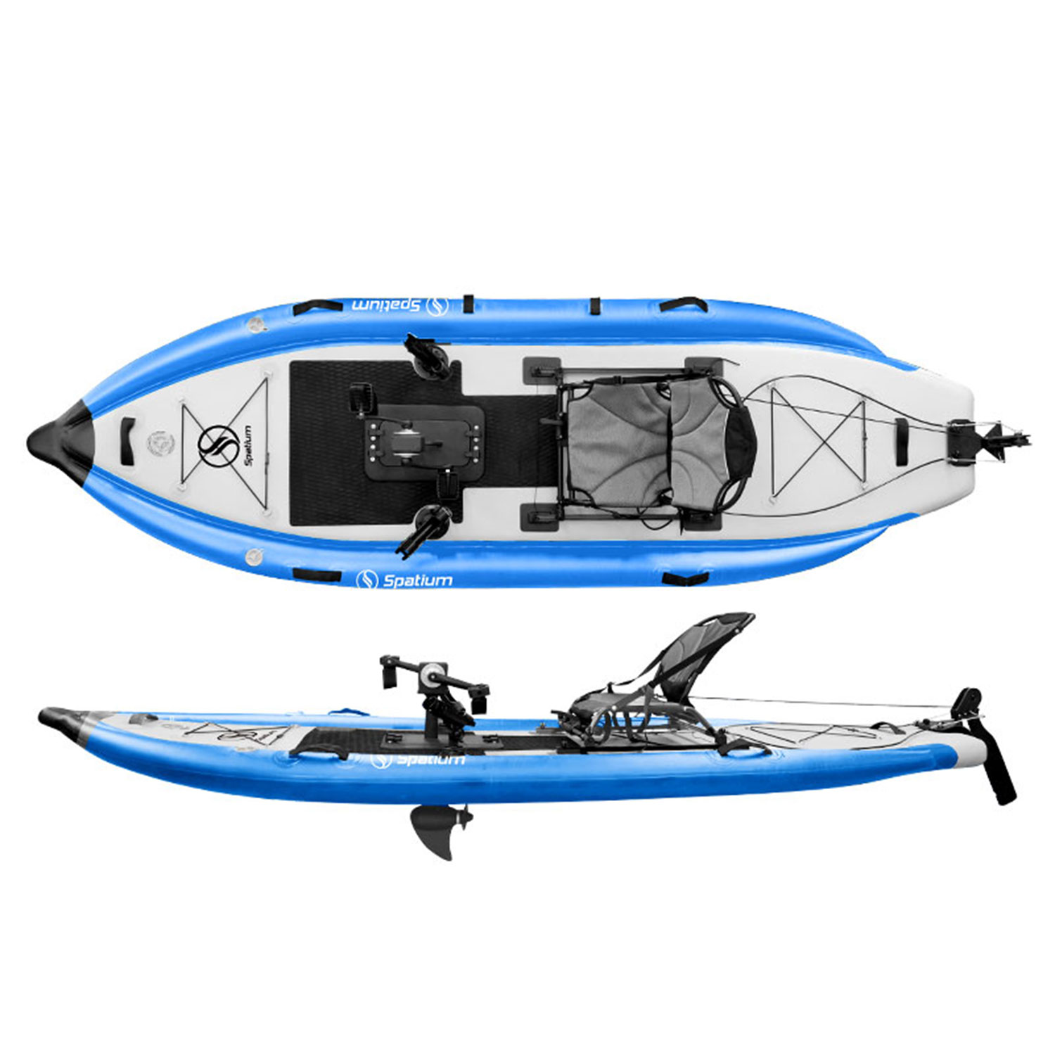 Spatium Pedal Boat Foot Pedal Fishing Kayak Inflatable PVC Reasonable Factory Price 11'*44"*4'' Adjustable Drifting Blue