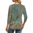 thumbnail image 5 of 3/4 Length Sleeve Womens Tops V Neck Casual Tunic Tops Basic Shirts Loose Fit Blouse Green M, 5 of 7