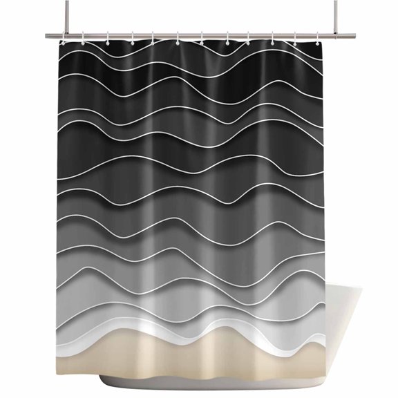 Shower Curtains for Bathroom-72"x72",Modern Ocean Ocean Waves Waterproof Bath Curtain Grommet Shower Curtain Set with Hooks,Coastal Beach Gradient Sea Spray Washable Bath Accessories