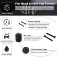 thumbnail image 3 of 3/16-24 x 1-1/2 Inch Flat Head Socket Cap Screws Hex Socket Drive Machine Screws UNC Coarse Full Thread Black 10 Pcs, 3 of 7