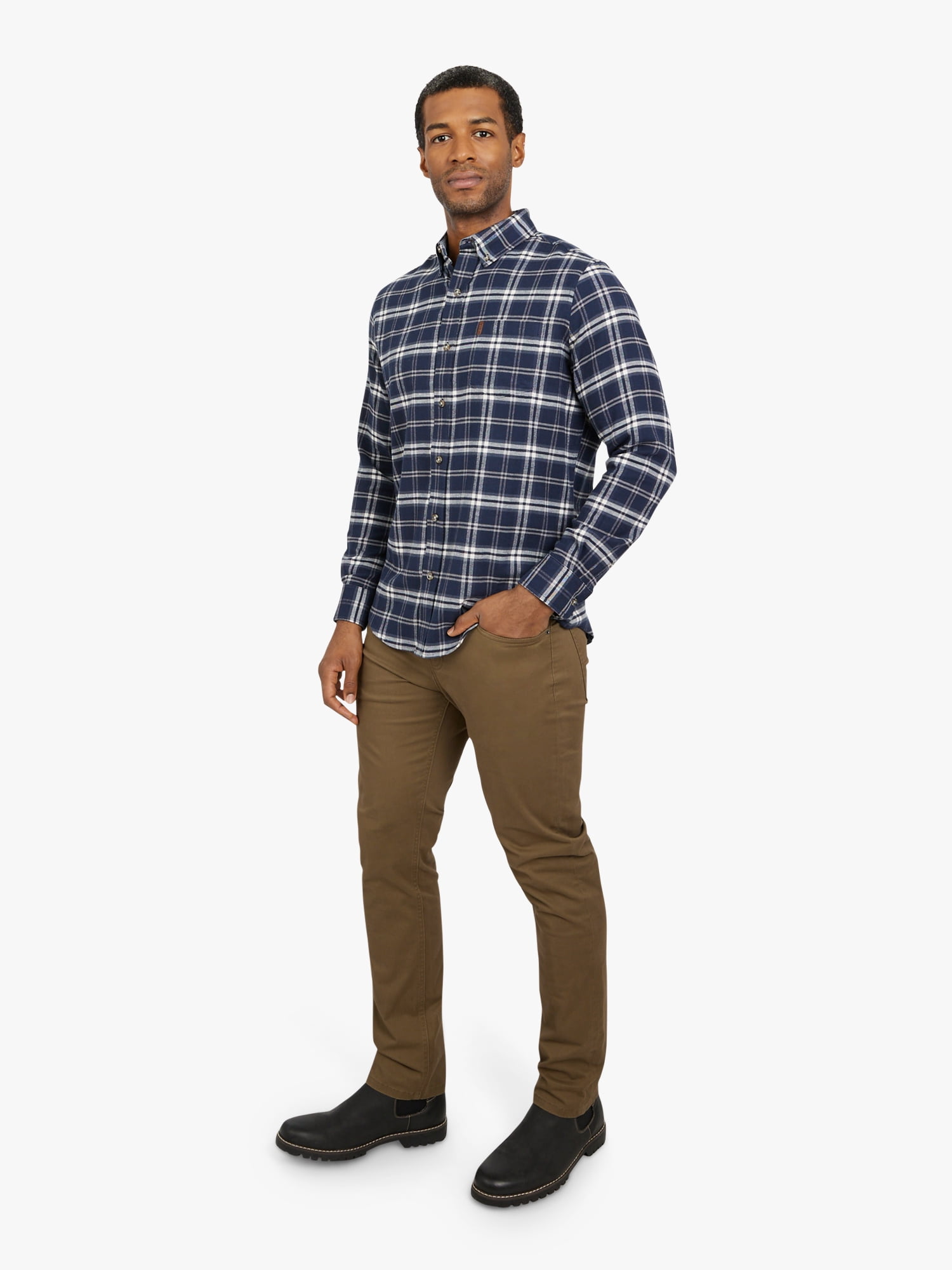 Chaps Men's and Big Men's Comfort Stretch Flannel Shirt, Sizes S-2XL