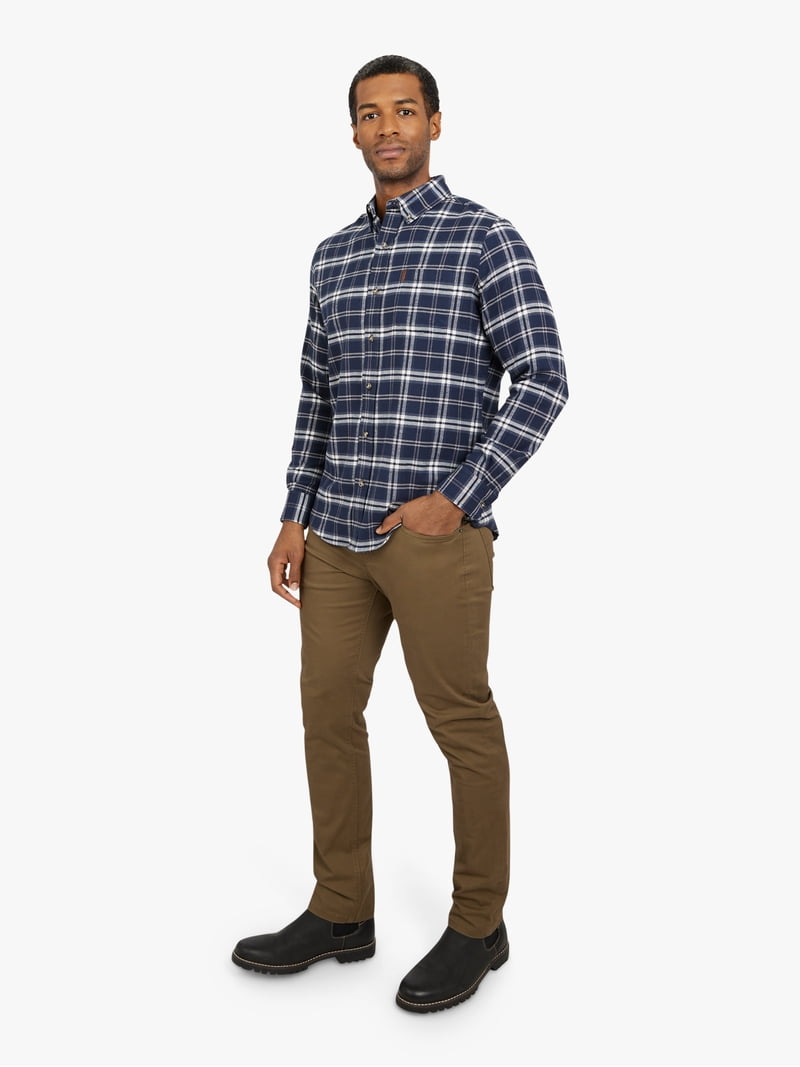 Chaps Men's and Big Men's Comfort Stretch Flannel Shirt, Sizes S