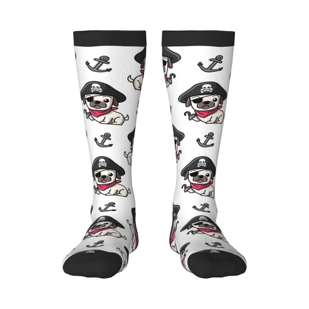 Balery DOG IS WEARING PIRATE COSTUME Calcetines novedosos Calcetines deportivos Calcetines hasta la rodilla Calcetines de algodón Calcetines originales y geniales