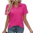 thumbnail image 2 of Women's Polo Shirts Short Sleeve V Neck Business Casual Tops Collared Cotton Golf Shirts Work Summer Tees, L, 2 of 7