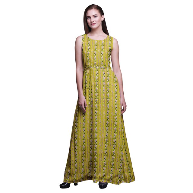 Bimba Robe Longue Débardeur Maxi à Fleurs pour Femme, Col Rond, Imprimée, Robe de Soirée - X-Grand
