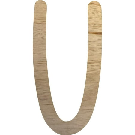 Wooden Letter Craft U, Paintable Small 8'' Tall Wood Letter, Unfinished Décor