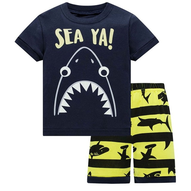 Ensemble Garçon Imprimé T-Shirt à Manches Courtes Tee Hauts Shorts Décontractés Col Rond Tenues d'Été 2-3 Ans Vêtements Garçon Été Mode Garçons