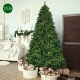 thumbnail image 1 of Gymax Pre-Lit 7.5' Artificial Christmas Tree Hinged LED Lights Pine Cones Metal Stand, 1 of 10
