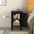 thumbnail image 2 of Metal End Table, Narrow Nightstand, Small Side Tables and Office Cabinet, Small Snack Storage Cabinet with Doors and 1 Adjustable Shelves, for Bedroom, Living Room, Office, Black + Silver, 2 of 9