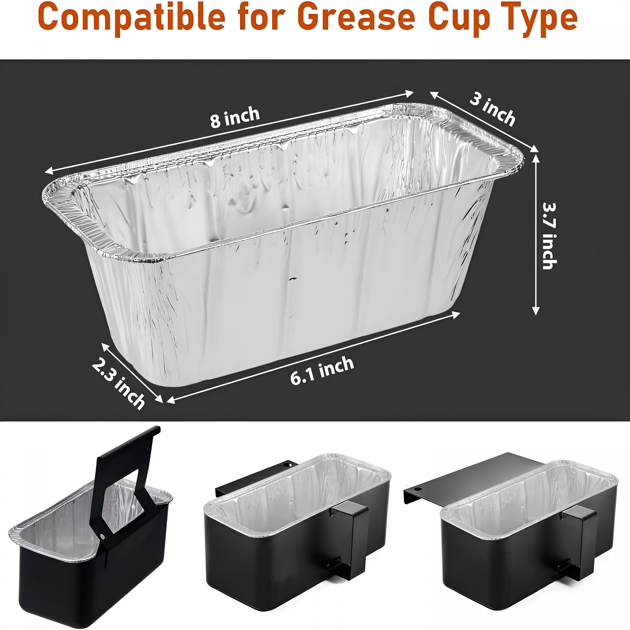 ACDANC 100 Pack Grease Cup Liners Compatible for Blackstone Griddle Griddle Accessories, Disposable Grill Grease Tray, Aluminum Foil Drip Pan Grease Catcher Cup Liner for 17, 22, 28, 36 Inch