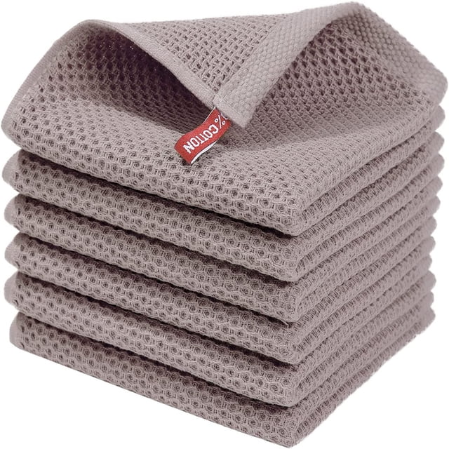 Paños de cocina de algodón - Paños de cocina de tejido suave y absorbente - Paquete de 6 trapos de cocina de secado rápido - Paños de cocina de 13 x 13 pulgadas para lavar platos en la cocina