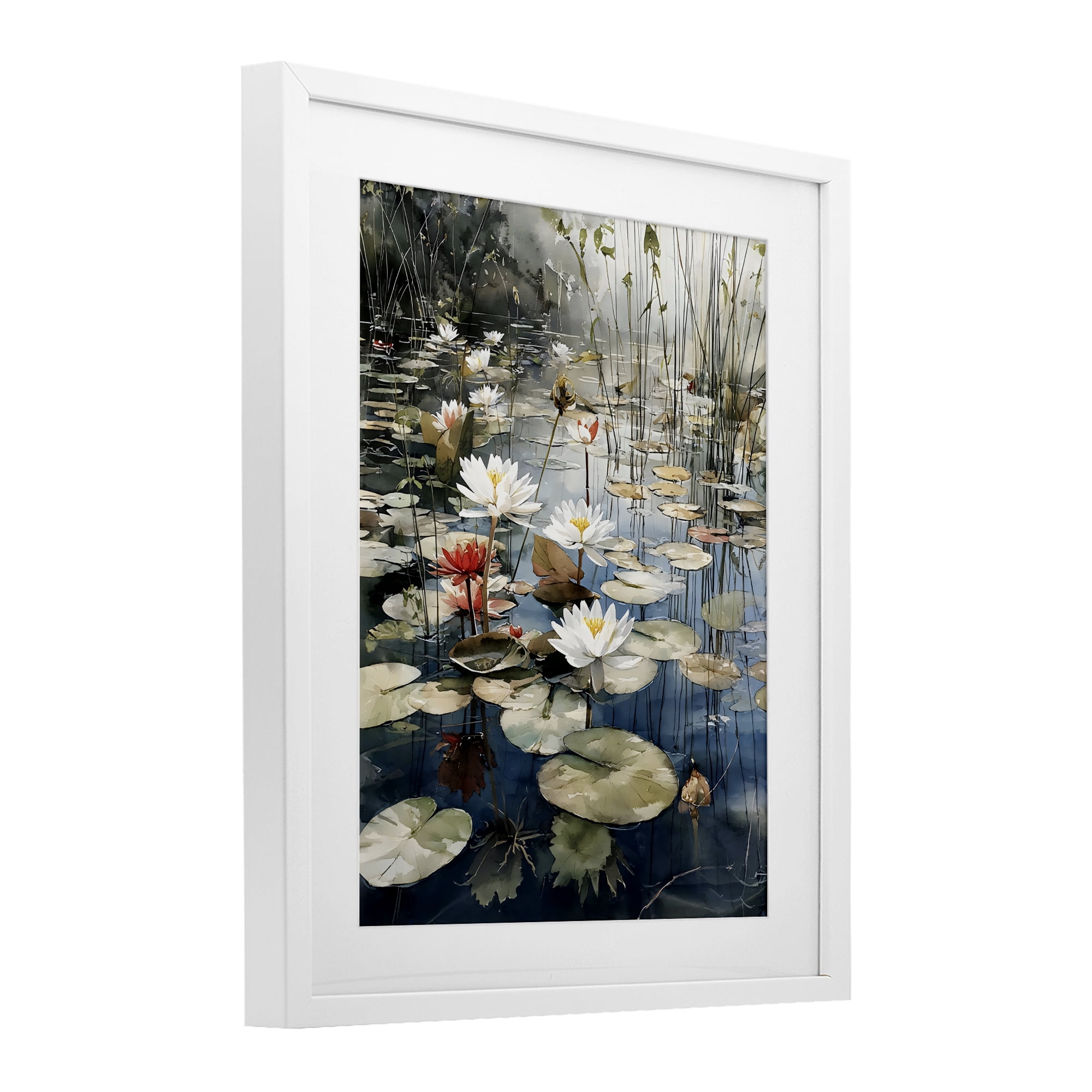 Stupell Industries Lily Wonder Pond White Framed Print Under Glass, design by Franklyn Gregory