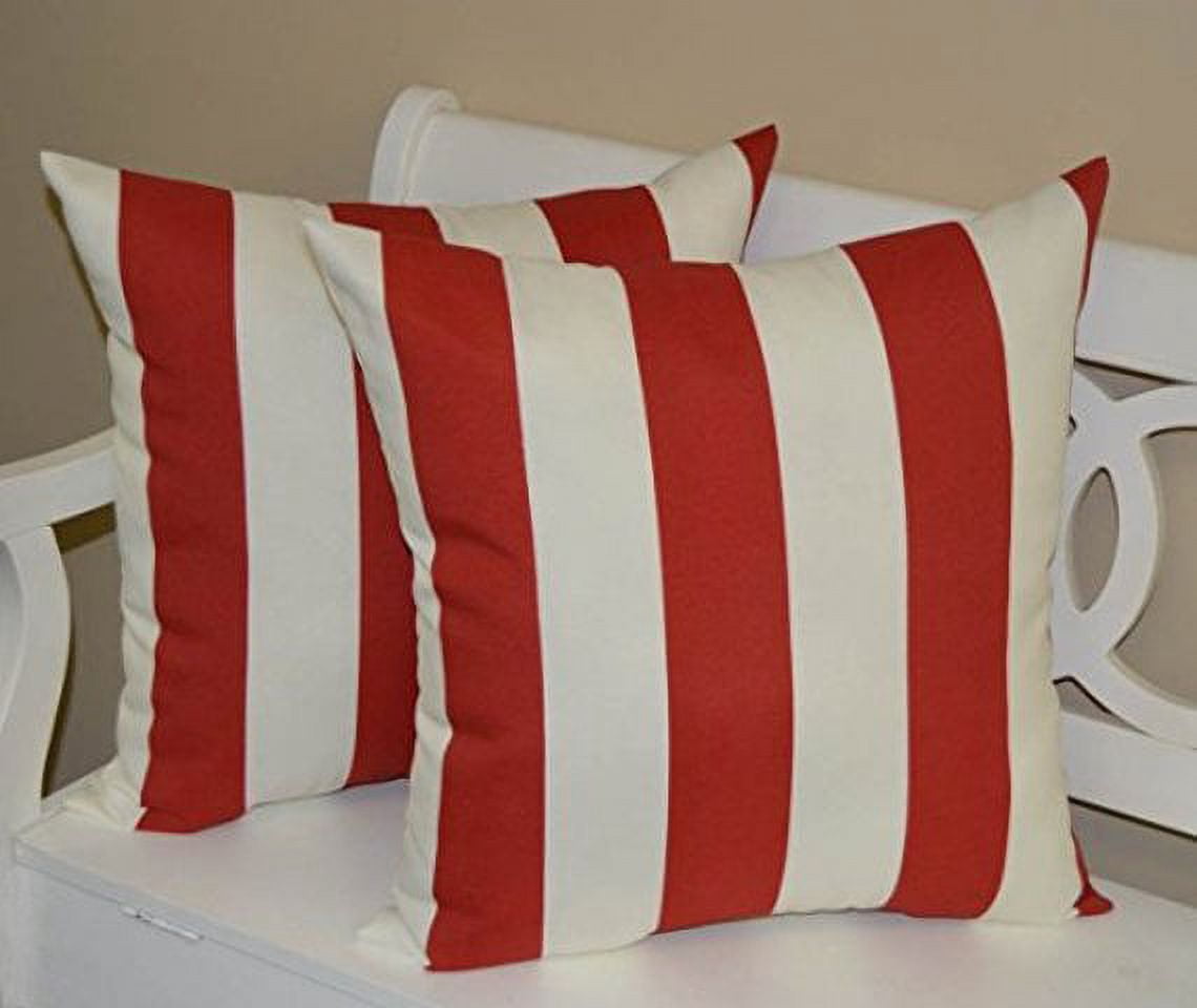 RSH Décor Indoor Outdoor Set of 2 Pillows 20" x 20", Red & White Stripe