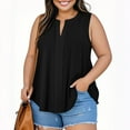 thumbnail image 2 of Bovxnpu Womens Plus Size Tops, Womens Crew Neck Tank Tops Sleeveless Loose Blouse Casual Shirts Summer Beach Vacation Clothes Fashion Outfits L, 2 of 6