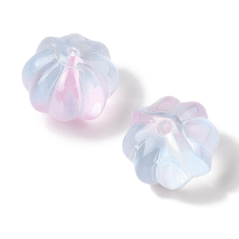 500pcs Transparent Spray Paint Glass Beads Flower Mixed color 11.5x8.5mm Hole: 1.2mm