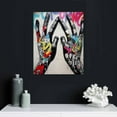 thumbnail image 4 of JEUXUS Graffiti Canvas Wall Art - Heart-Shaped Gestures Picture Street Art Canvas Prints for Valentine's Day, Cool Framed Artwork Boy Bedroom Wall Decor Ready to Hang, 4 of 4