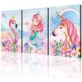 thumbnail image 6 of Unicorn Wall Decor Mermaid Flamingo Inspirational Framed Wall Art Prints Pink Horse Flower for Living Room Girls Room Decoration Pink Home Wall Decoration Girls Room Kids Bedroom Gift 3 Panels, 6 of 8