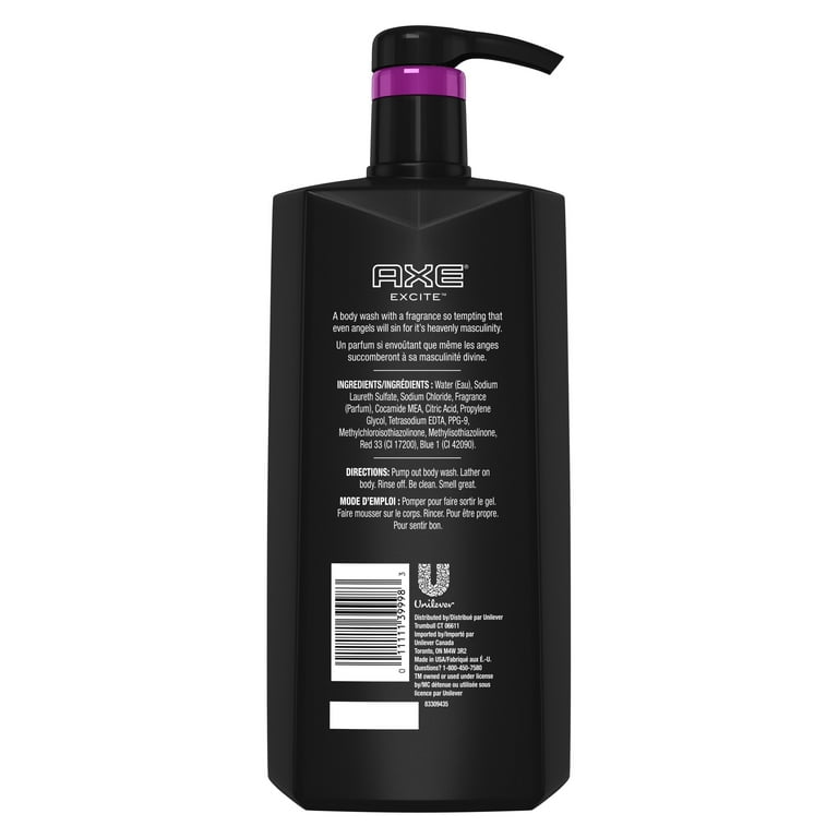 Axe, Body Wash for Men, 28 oz with Pump, Excite, Fresh Fragrance