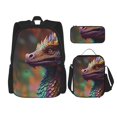 thumbnail image 1 of Vsdgher Rainbow Scales Fantasy Dragon Print Large Capacity Backpack Lunch Bag Pencil Case Combination 3 Piece Set for Student, 1 of 7