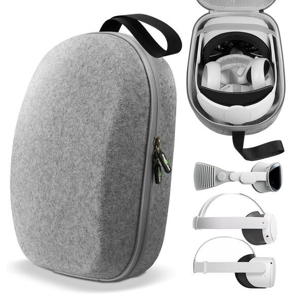 sarlar Hard Carrying Case Compatible with Oculus Meta Quest 2 /Quest 3/Vision Pro, Lightweight and Fixed Protection for VR Headset Controller and Official Head Strap Accessories, Travel and Storage