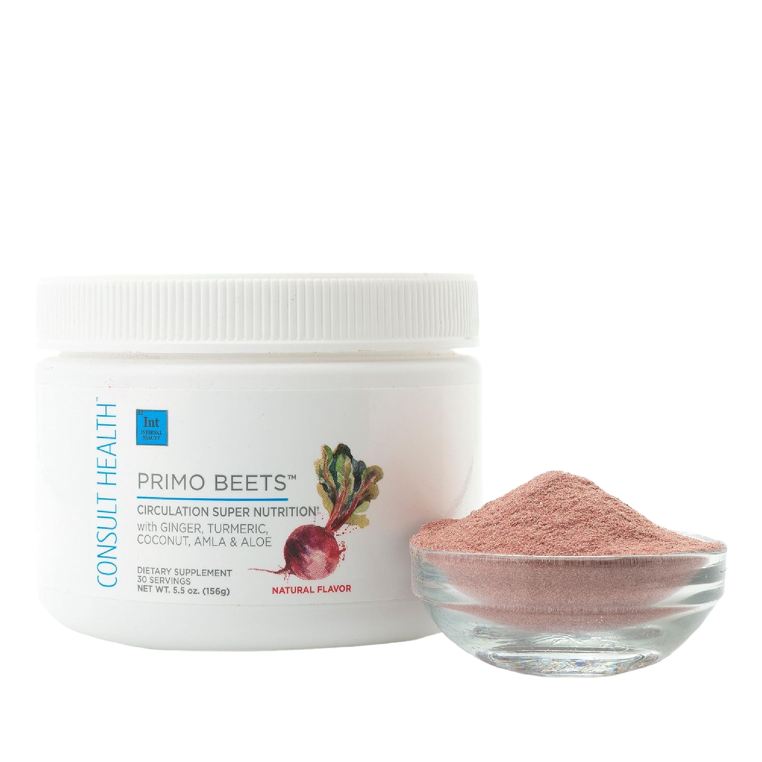 Consult Beaute Primo Beets Powder Drink Mix with Electrolytes, Nitrates, Energy Boost - Natural Flavor - 30 Servings