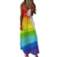 thumbnail image 2 of Diconna Female Rainbow Striped V-Neck Sleeveless Spaghetti Strap One-Piece, 2 of 9