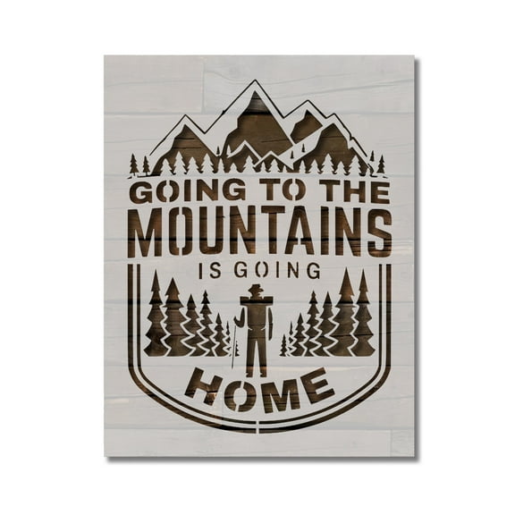 Mountains Are Home Hiking Stencil Template Reusable 8.5 x 11 Inches for Painting on Walls, Wood, Arts and Crafts by Stencilville