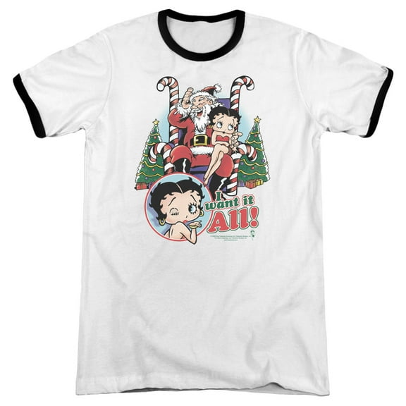 Betty Boop I Want It All Adult Ringer White Black