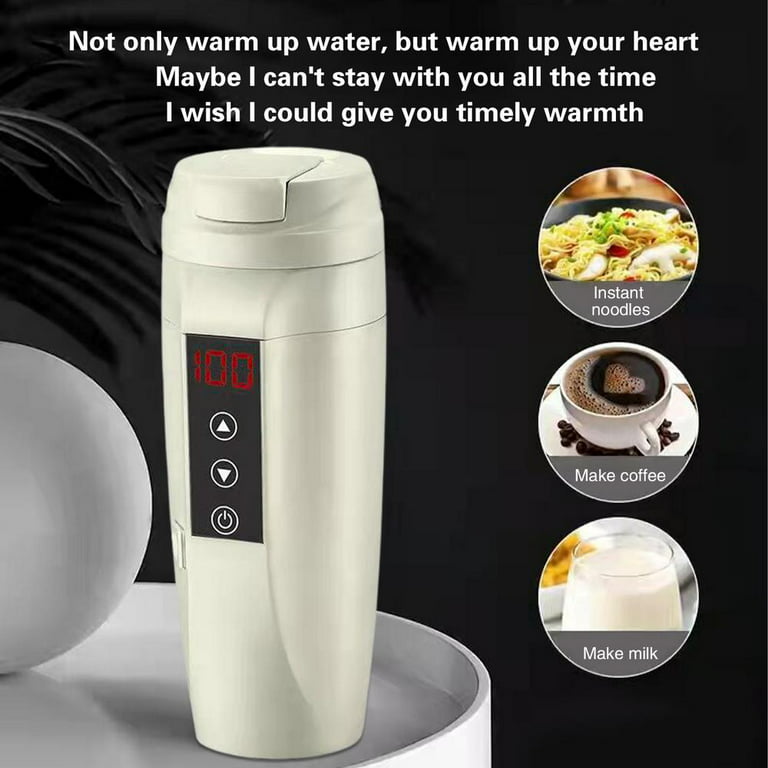 Tohuu Stainless Steel Travel Cup Temperature Control Mug Intelligent Car  Insulation Cup Warming Coffee Milk Mugs On-board Heating Thermos Cup 450ml  Black/White popular 