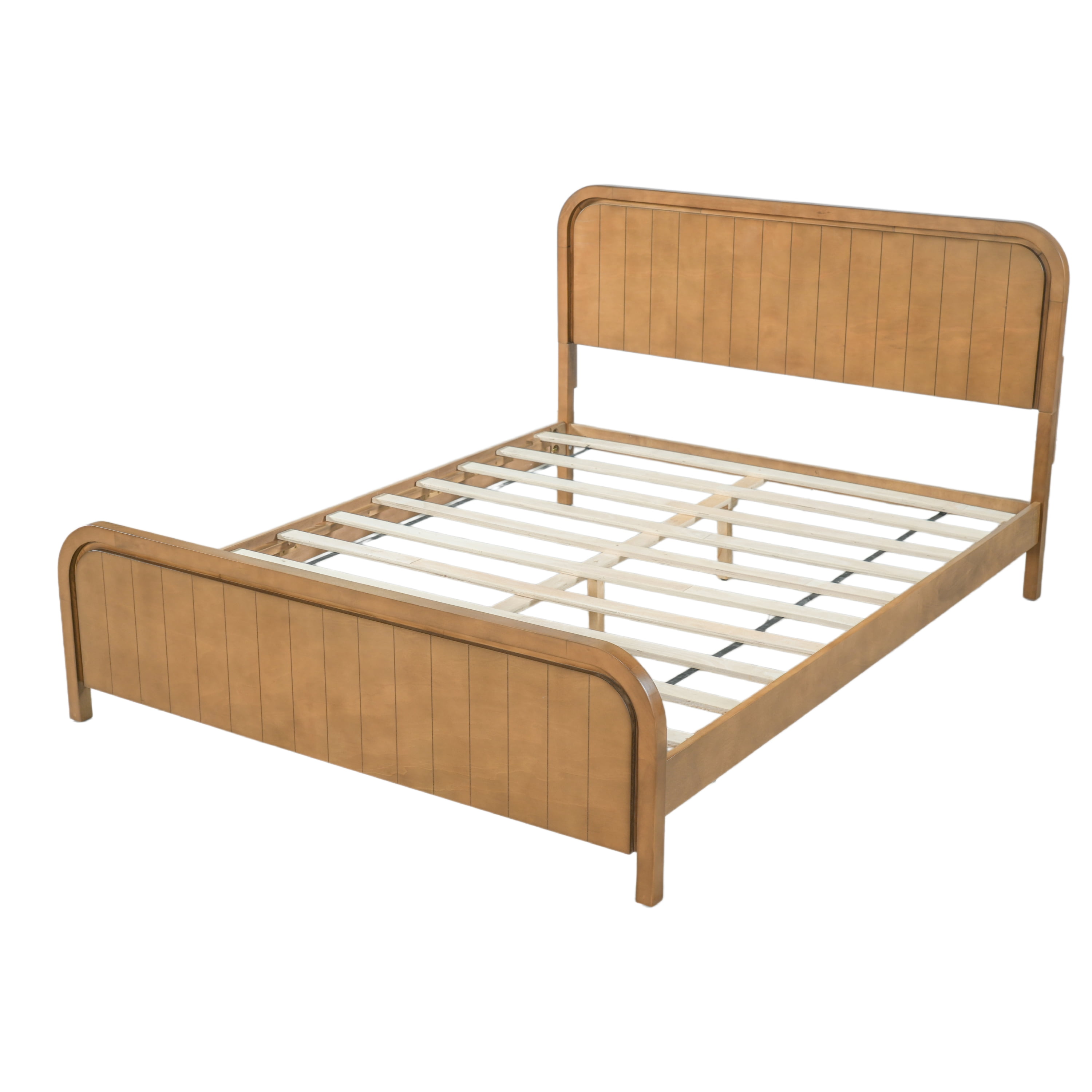 Mintazer Queen Size Platform Bed Frame with Rounded Headboard & Footboard for Bedroom, No Box Spring Needed, Easy Assembly, Natural