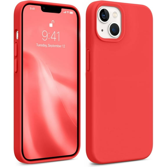 Designed for iPhone 13 Case, [Silicone Ultra Slim Thin Series], Full Body Shockproof Protective Phone Case with Soft Anti-Scratch Microfiber Lining Cover iPhone 13, 6.1 inch, Red