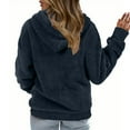 thumbnail image 3 of cocolona Womens Fuzzy Hoodies Fleece Warm Oversized Button Hooded Sweatshirts Fashion Casual Pullover Sweater Tops Fall Winter Outwear Coat, 3 of 7