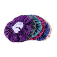 thumbnail image 4 of Gorro de dormir de satén de doble capa color caqui para mujer, gorro elástico ajustable para el cuidado del cabello durante la noche., 4 of 5