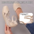 thumbnail image 3 of Rokment Women's Linen Espadrilles Wedges Dress Sandals Beach Summer Breathable Retro Closed Toe Platform High Heels Ankle Strap Dressy Sandals for Boho Bride Wedding Beige Size 6, 3 of 7