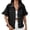 Black, variant on Womens Denim Jacket Jean Jacket Short Sleeved Water Washed With Fringe Hem Clothes