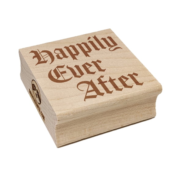 Happily Ever After Fairy Tale Wedding Old Timey Text Square Rubber Stamp Stamping Scrapbooking Crafting - Large 2.75in