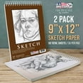 thumbnail image 2 of U.S. Art Supply 9" x 12" Premium Heavy-Weight Paper Spiral Bound Sketch Pad, 90lbs (160gsm) 30-Sheets (Pack of 2), 2 of 7