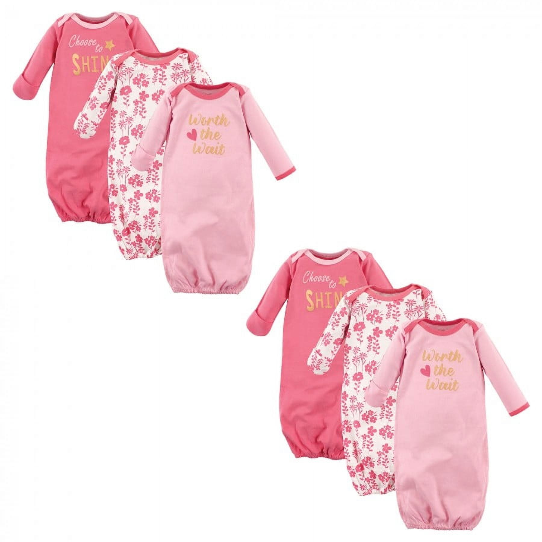 Luvable Friends Baby-Nachthemd – 3-teiliges Set, 100% Baumwolle – Weich & Bequem