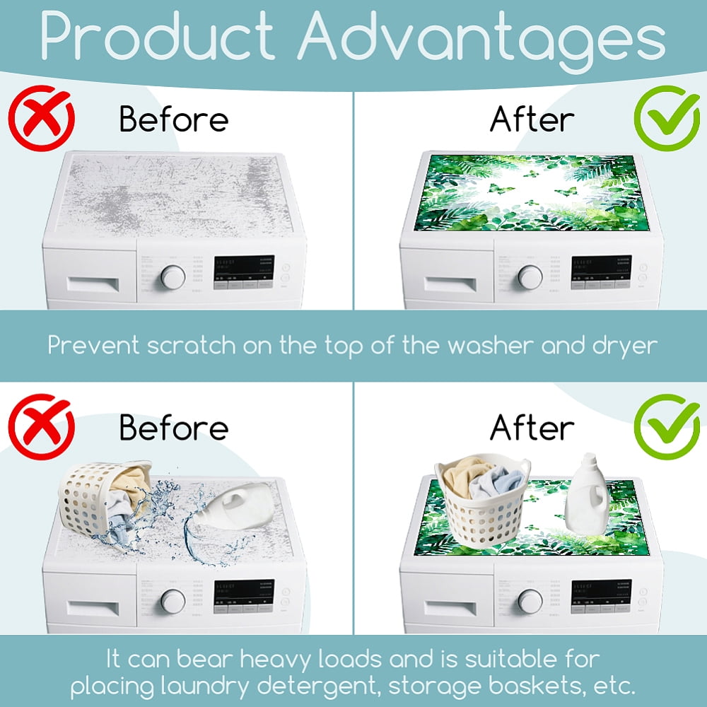 Leaves Washer Dryer Dust Cover 23.6×19.69inch Butterflies Washing Machine Top Protector Pads Non Slip Washing Machine Top Covers diy