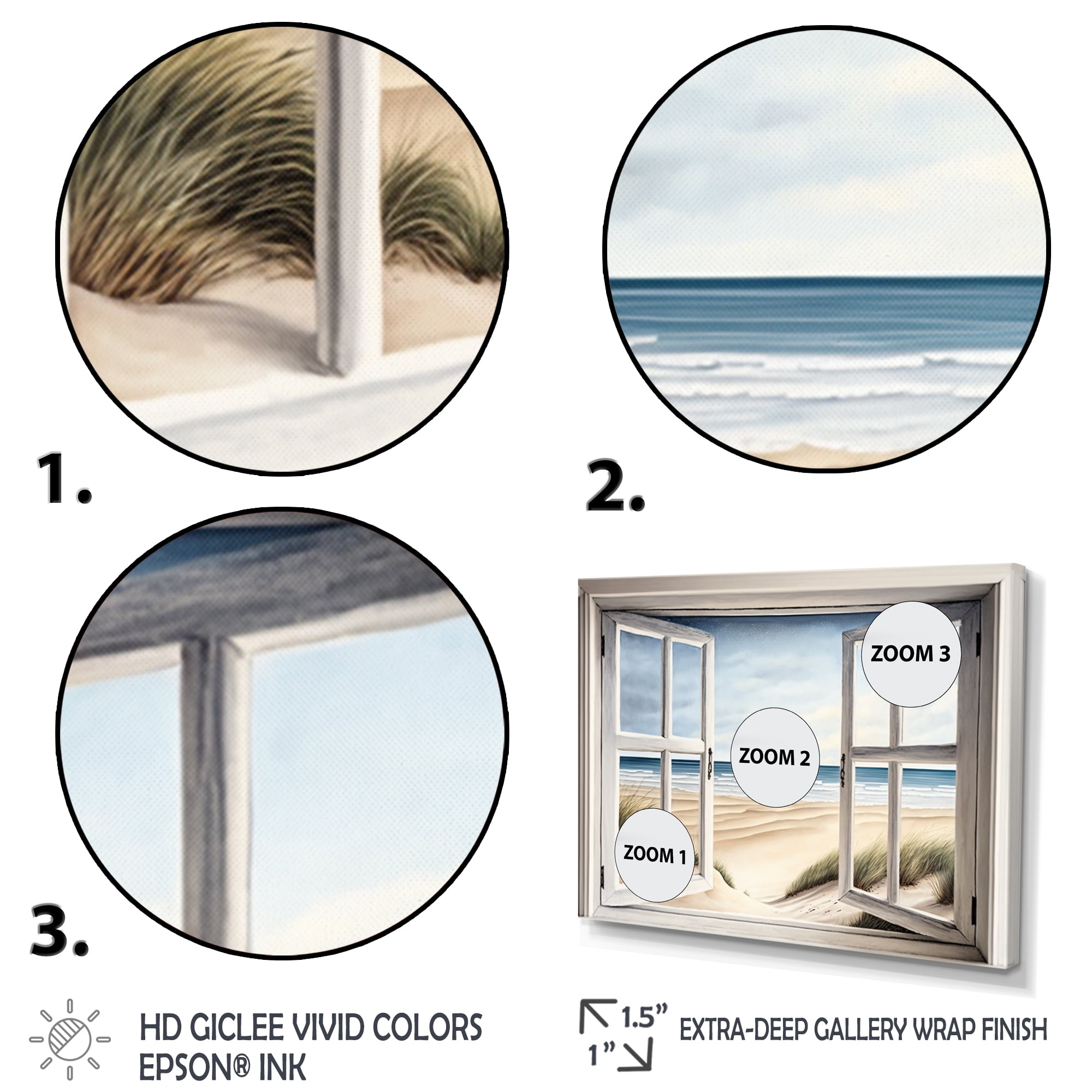 Designart Window To The Beach IV Canvas Wall Art