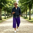 thumbnail image 6 of Men's Capri Pant Baggy Below Knee Summer Sweat Shorts Elastic Waist Athletic Casual Big Pocket 3/4 Pants, 6 of 7