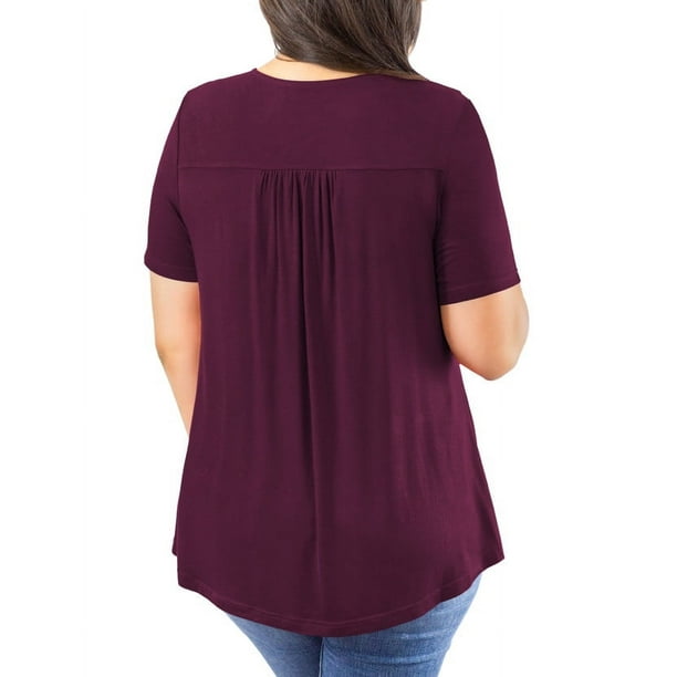 Tシャツ・カットソー GIVENCHY Women Tunic Tops BW70ASGYPV 453 PURPLE GingDinWomens Plus Size Tunic Tops Short Sleeve Lace Pleated