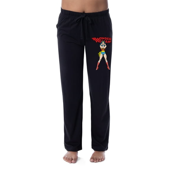 DC Womens' Vintage Wonder Woman Logo Comic Book Style Sleep Pajama Pants