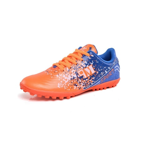 

Colisha Girls Athletic Round Toe Sport Sneakers Training Football Shoes Sports Lace Up Soccer Cleats Orange 13C