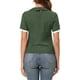 thumbnail image 3 of Blusa de manga corta con cuello de solapa y lazo de contraste de lunares para mujer Inspire Chic, verde oscuro, talla M, 3 of 6
