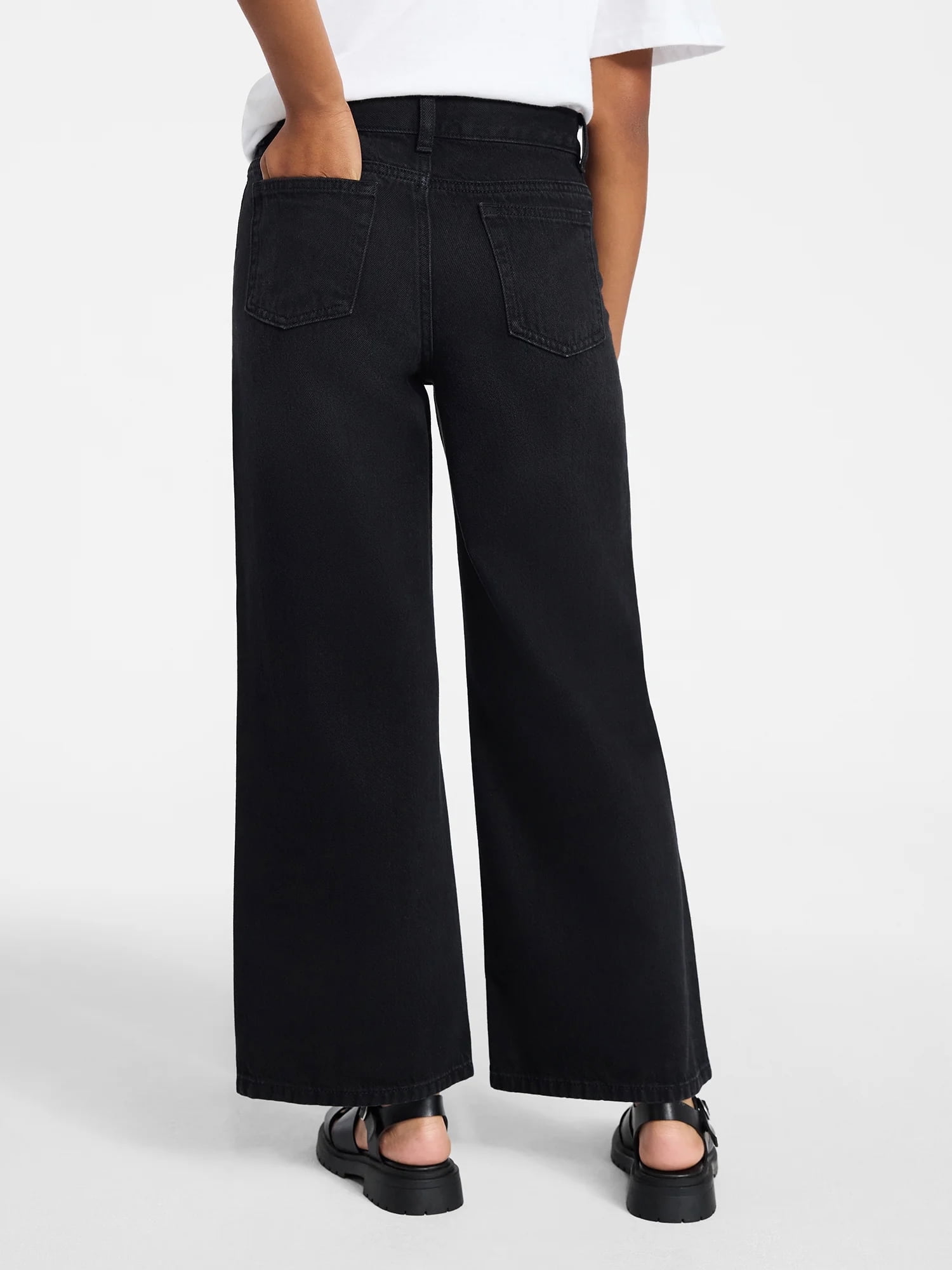 Weekend Academy Girls Cotton Wide Leg Destructive Denim Jeans, Sizes 5-18