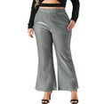 thumbnail image 2 of DARING DIVA Women's Plus Metallic Sparkly High Waist Wide Leg Pants 3X Silver, 2 of 6